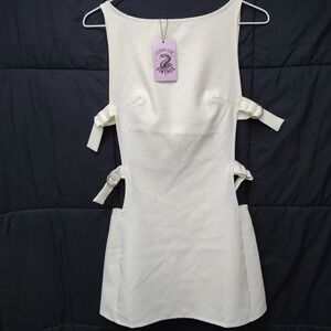 PepperMayo White Cut Out Mini Dress Side Buckle Y2K Coquette Party Bodycon US 2